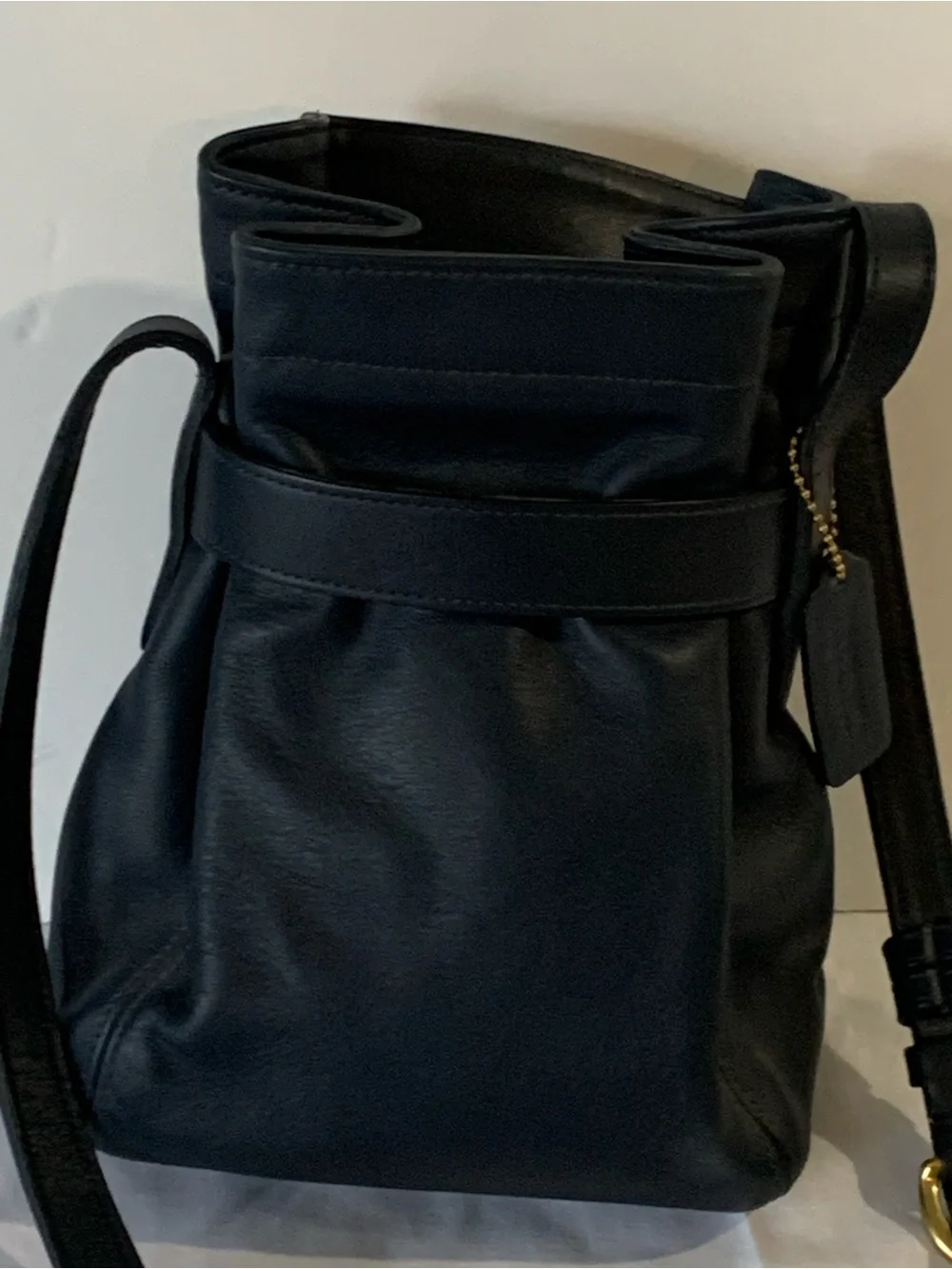 Coach Soho Black Leather Bucket Bag with Belted Pouch Vintage 4156